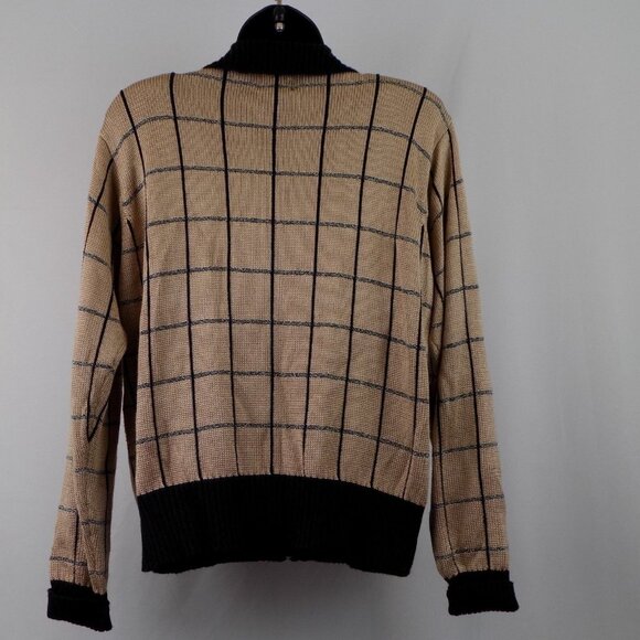 Fia Italia Sweater Women Size M Handloomed Brown Black Gray Full Zip Vintage - Picture 3 of 9